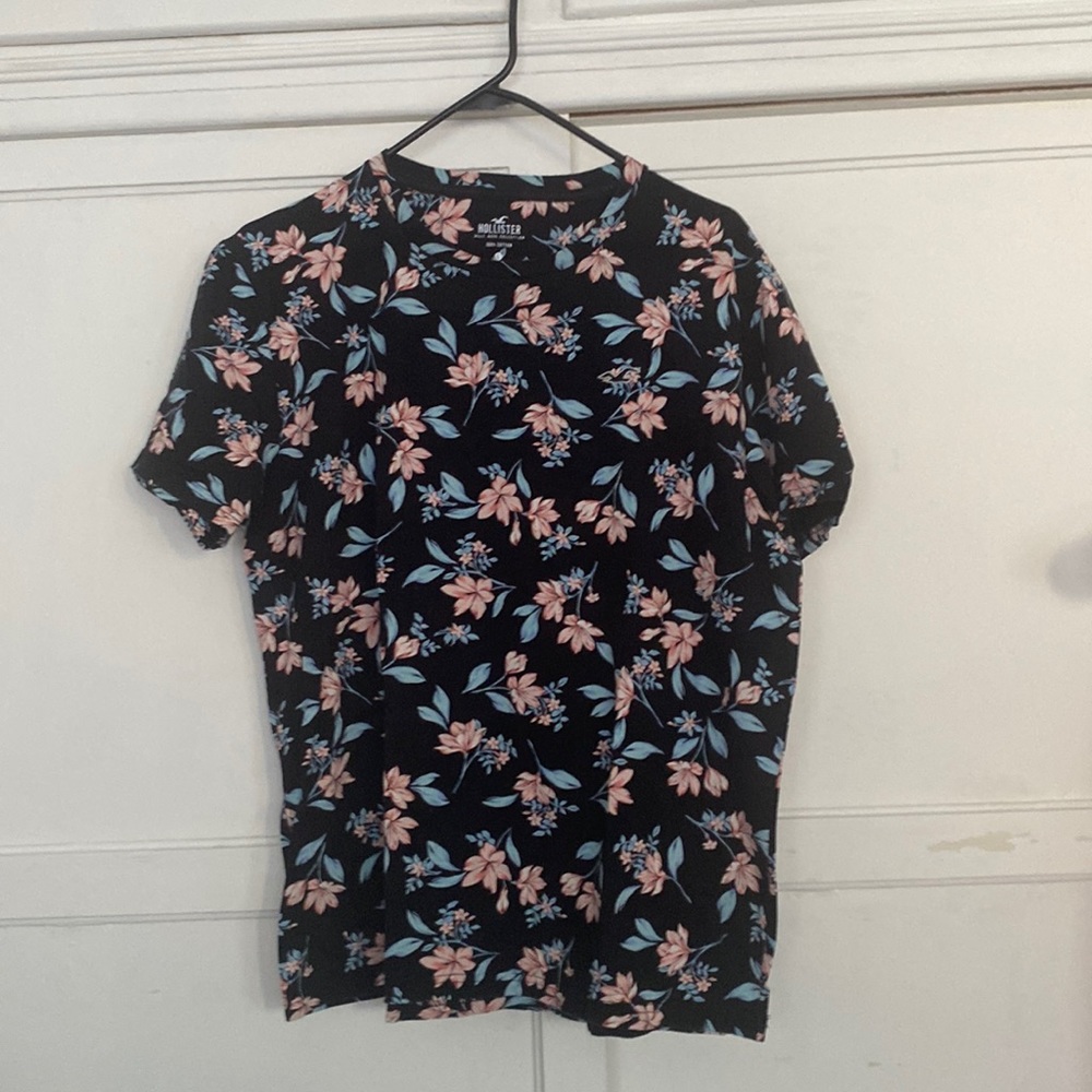 Hollister Black Shirt with Flowers
